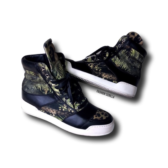 Balmain Black Off-White Jungle Safari Tropical Sneakers